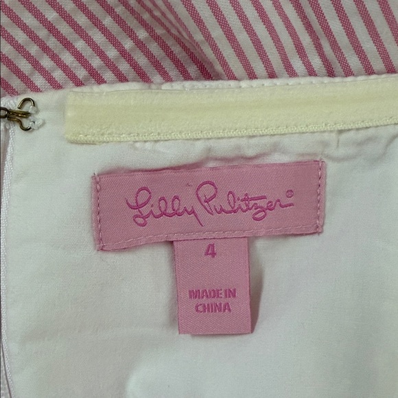 Lilly Pulitzer Ferra Hotty Strapless Pink Seersucker Summer Dress Size 4 - Picture 7 of 8